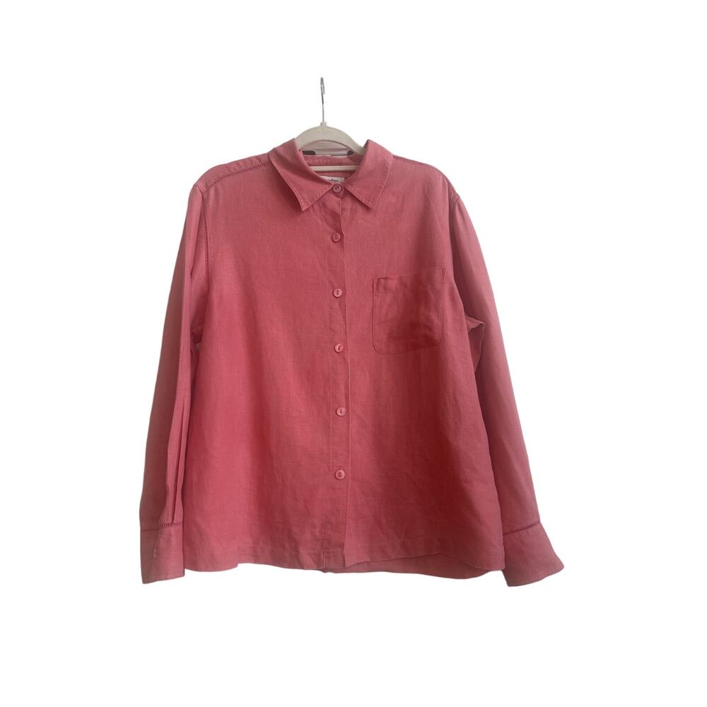 Units Pink Collar Button Down 100% Linen Pink Collar Button Down